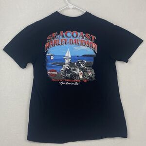 Harley Davidson 2013 Seacoast NH Graphic Print Shirt Mens Large Black Crewneck